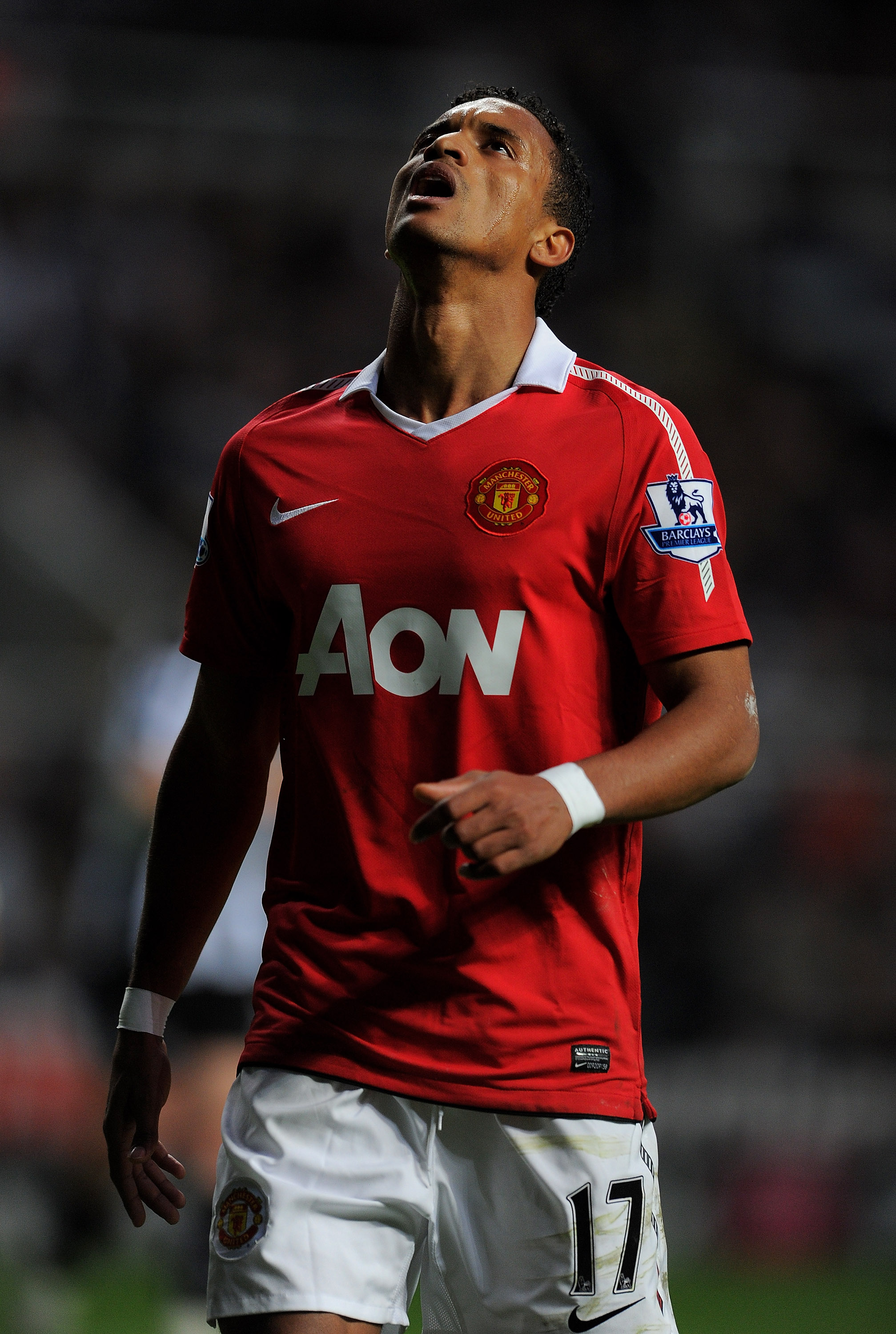 NEWCASTLE UPON TYNE, ENGLAND - APRIL 19: Nani of Manchester United reacts during the Barclays Premier League match between Newcastle United and Manchester United at St James' Park on April 19, 2011 in Newcastle, England.  (Photo by Michael Regan/Getty Ima