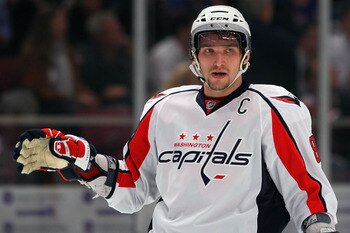 NEW YORK, NY - APRIL 20:  Alex Ovechkin #8 of the Washington Capitals looks on against the New York Rangers in Game Four of the Eastern Conference Quarterfinals during the 2011 NHL Stanley Cup Playoffs at Madison Square Garden on April 20, 2011 in New Yor