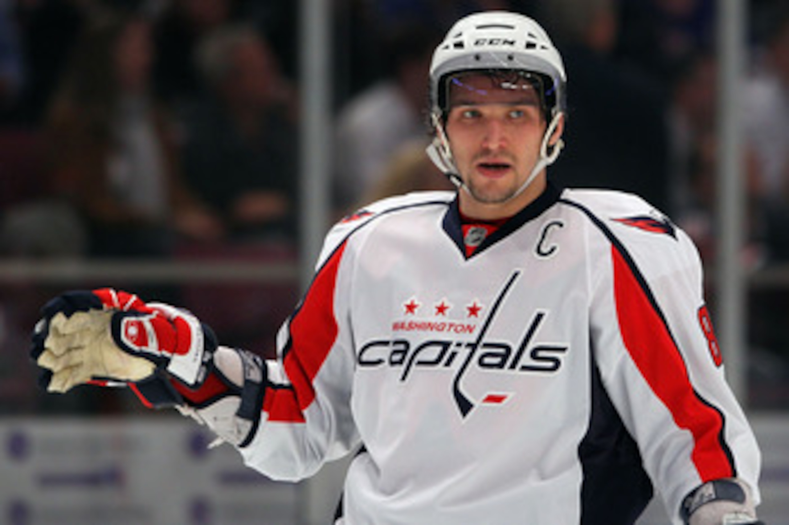 NEW YORK, NY - APRIL 20:  Alex Ovechkin #8 of the Washington Capitals looks on against the New York Rangers in Game Four of the Eastern Conference Quarterfinals during the 2011 NHL Stanley Cup Playoffs at Madison Square Garden on April 20, 2011 in New Yor