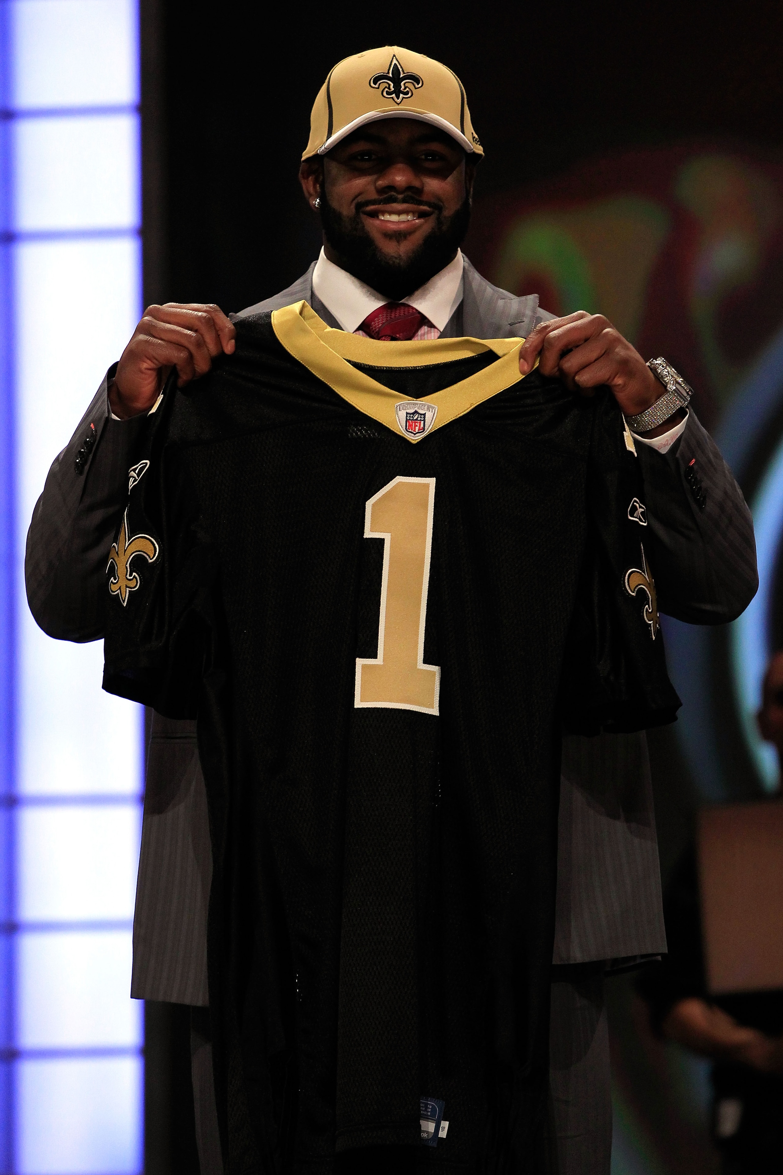 NEW YORK, NY - APRIL 28: Mark Ingram, #28 overall pick by the New Orleans Saints, holds up a jersey on stage during the 2011 NFL Draft at Radio City Music Hall on April 28, 2011 in New York City. (Photo by Chris Trotman/Getty Images) NEW YORK, NY - APRIL 28: Mark Ingram, #28 overall pick by the New Orleans Saints, holds up a jersey on stage during the 2011 NFL Draft at Radio City Music Hall on April 28, 2011 in New York City. (Photo by Chris Trotman/Getty Images)