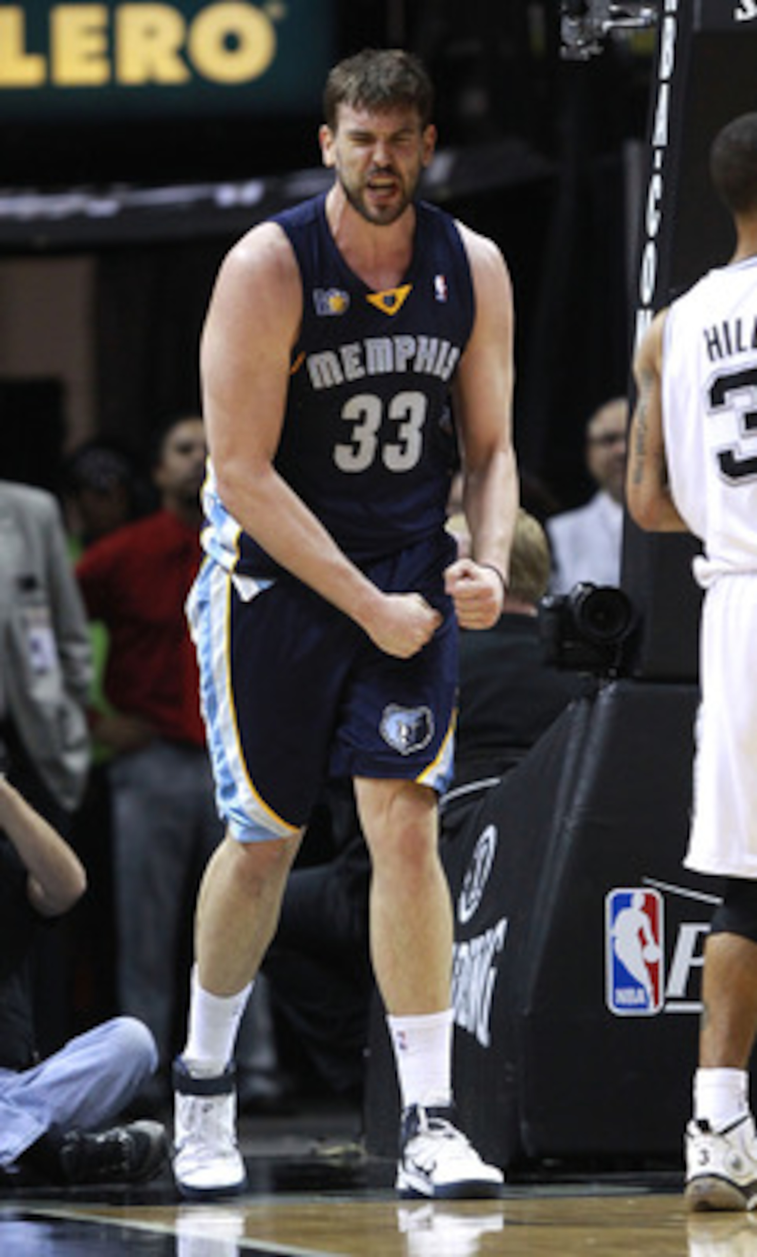 SAN ANTONIO, TX - APRIL 27:  Marc Gasol #33 of the Memphis Grizzlies reacts to a call during a game against the San Antionio Spurs in Game Five of the Western Conference Quarterfinals in the 2011 NBA Playoffs on April 27, 2011 at AT&T Center in San Antoni