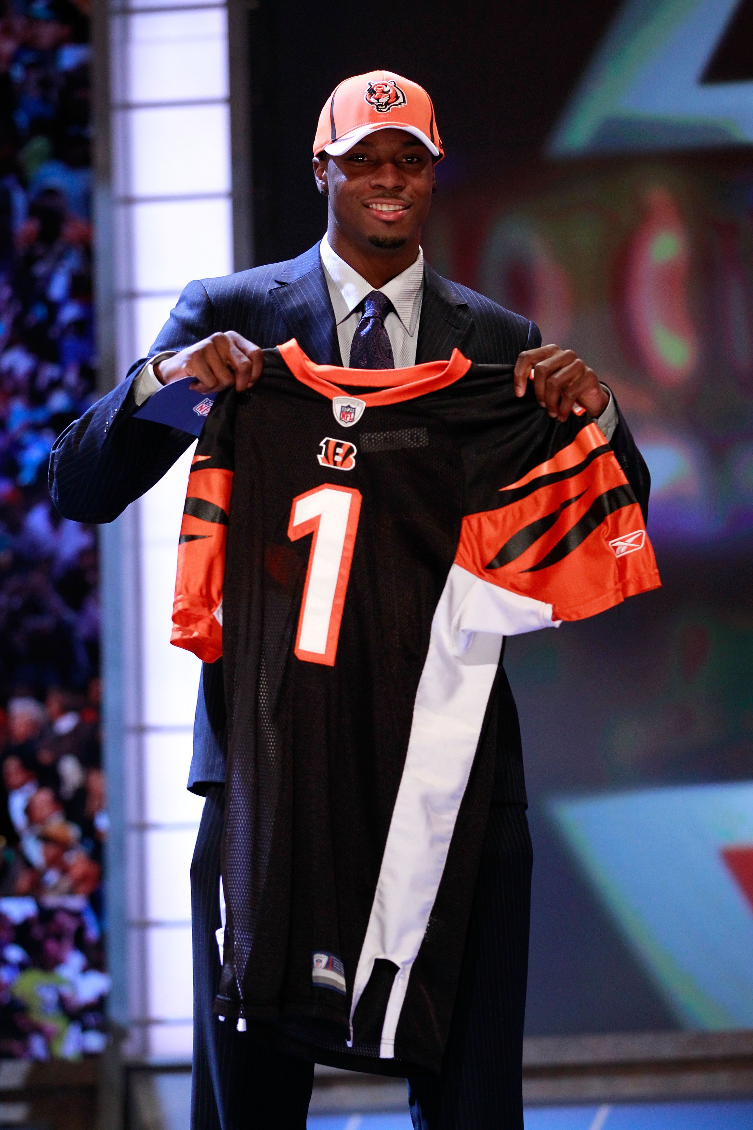 NEW YORK, NY - APRIL 28:  A.J. Green, #4 overall pick by the Cincinnati Bengals, holds up a jersey after he was drafted during the 2011 NFL Draft at Radio City Music Hall on April 28, 2011 in New York City.  (Photo by Chris Trotman/Getty Images)