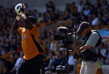 WOLVERHAMPTON, ENGLAND - APRIL 09:  The Sky TV steadycam operator follows the action during the Barclays Premier League match between Wolverhampton Wanderers and Everton at Molineux on April 9, 2011 in Wolverhampton, England.  (Photo by Richard Heathcote/