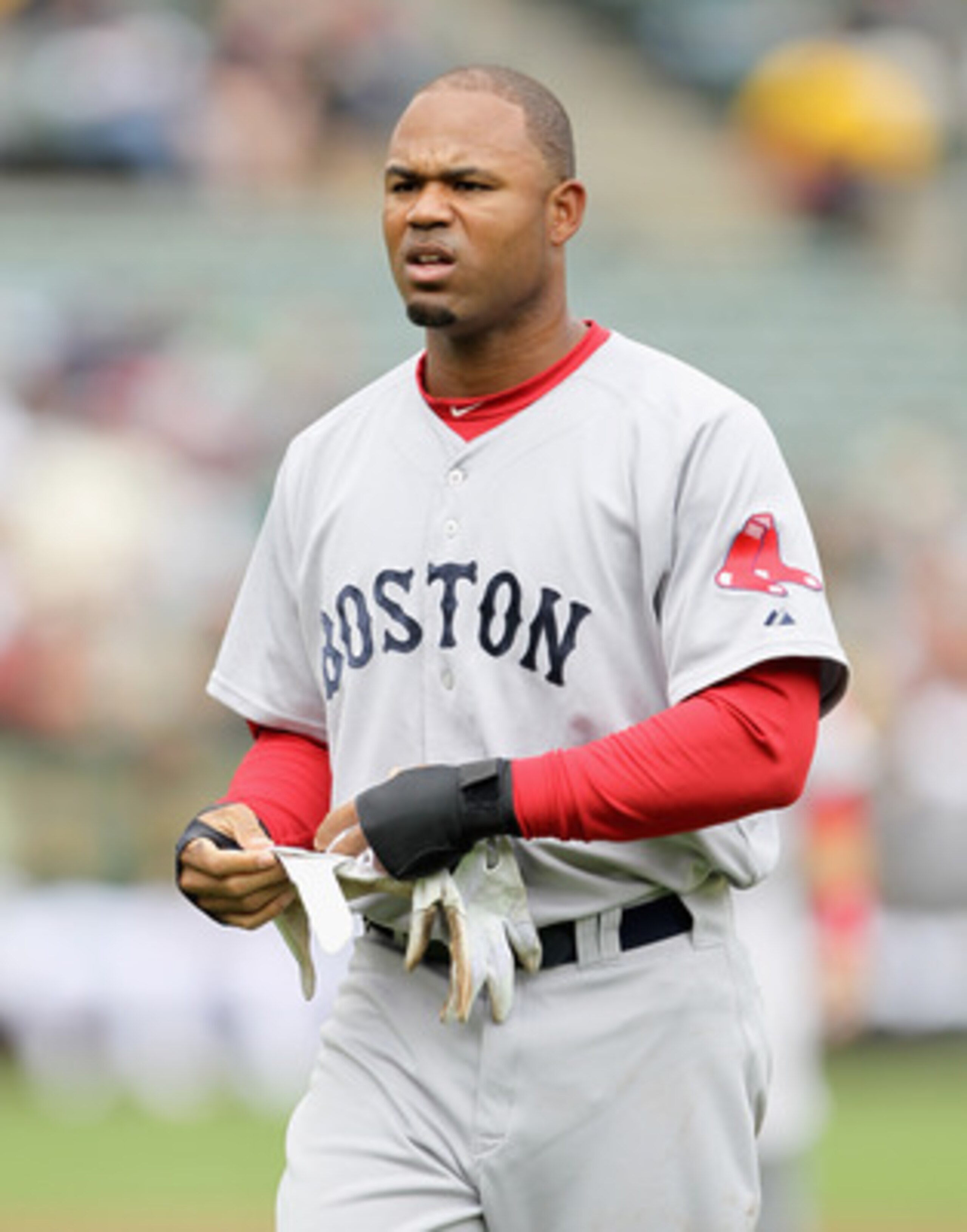 OAKLAND, CA - APRIL 20:  Carl Crawford #13 of the Boston Red Sox in action against the Oakland Athletics at Oakland-Alameda County Coliseum on April 20, 2011 in Oakland, California.  (Photo by Ezra Shaw/Getty Images)