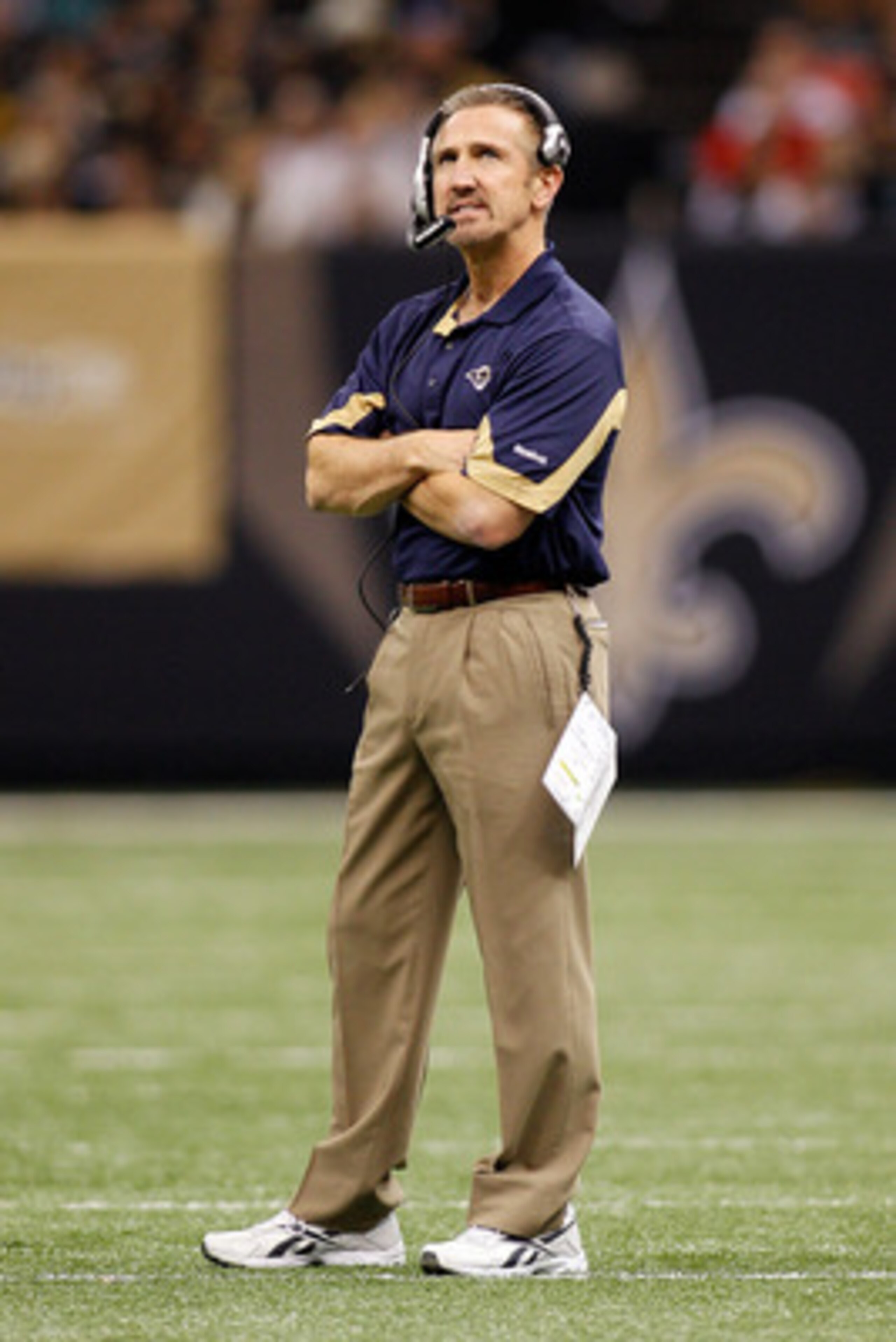 NEW ORLEANS, LA - DECEMBER 12:  Head coach Steve Spagnuolo of the St. Louis Rams watches the game against the New Orleans Saints at the Louisiana Superdome on December 12, 2010 in New Orleans, Louisiana.  (Photo by Chris Graythen/Getty Images)