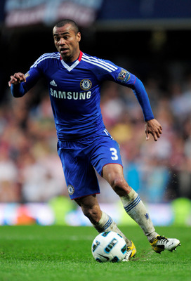 LONDON, ENGLAND - APRIL 23:  Ashley Cole of Chelsea runs with the ball during the Barclays Premier League match between Chelsea and West Ham United at Stamford Bridge on April 23, 2011 in London, England.  (Photo by Jamie McDonald/Getty Images)