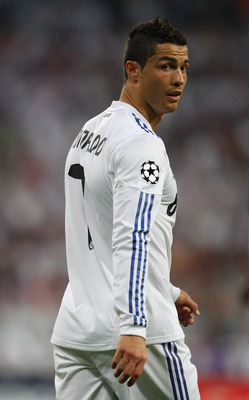 MADRID, SPAIN - APRIL 27:  Cristiano Ronaldo of Real Madrid looks on during the UEFA Champions League Semi Final first leg match between Real Madrid and Barcelona at Estadio Santiago Bernabeu on April 27, 2011 in Madrid, Spain.  (Photo by Alex Livesey/Get