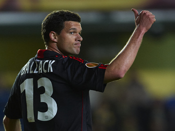 VILLAREAL, SPAIN - MARCH 17:  Michael Ballack of Bayer Leverkusen reacts during the UEFA Europa League round of 16 second leg match between Villarreal and Bayer Leverkusen at El Madrigal stadium on March 17, 2011 in Villareal, Spain. Villarreal won 2-1.