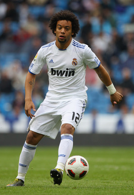 MADRID, SPAIN - APRIL 30:  Marcelo of Real Madrid in action during the La Liga match between Real Madrid and Real Zaragoza at Estadio Santiago Bernabeu on April 30, 2011 in Madrid, Spain.  (Photo by Julian Finney/Getty Images)