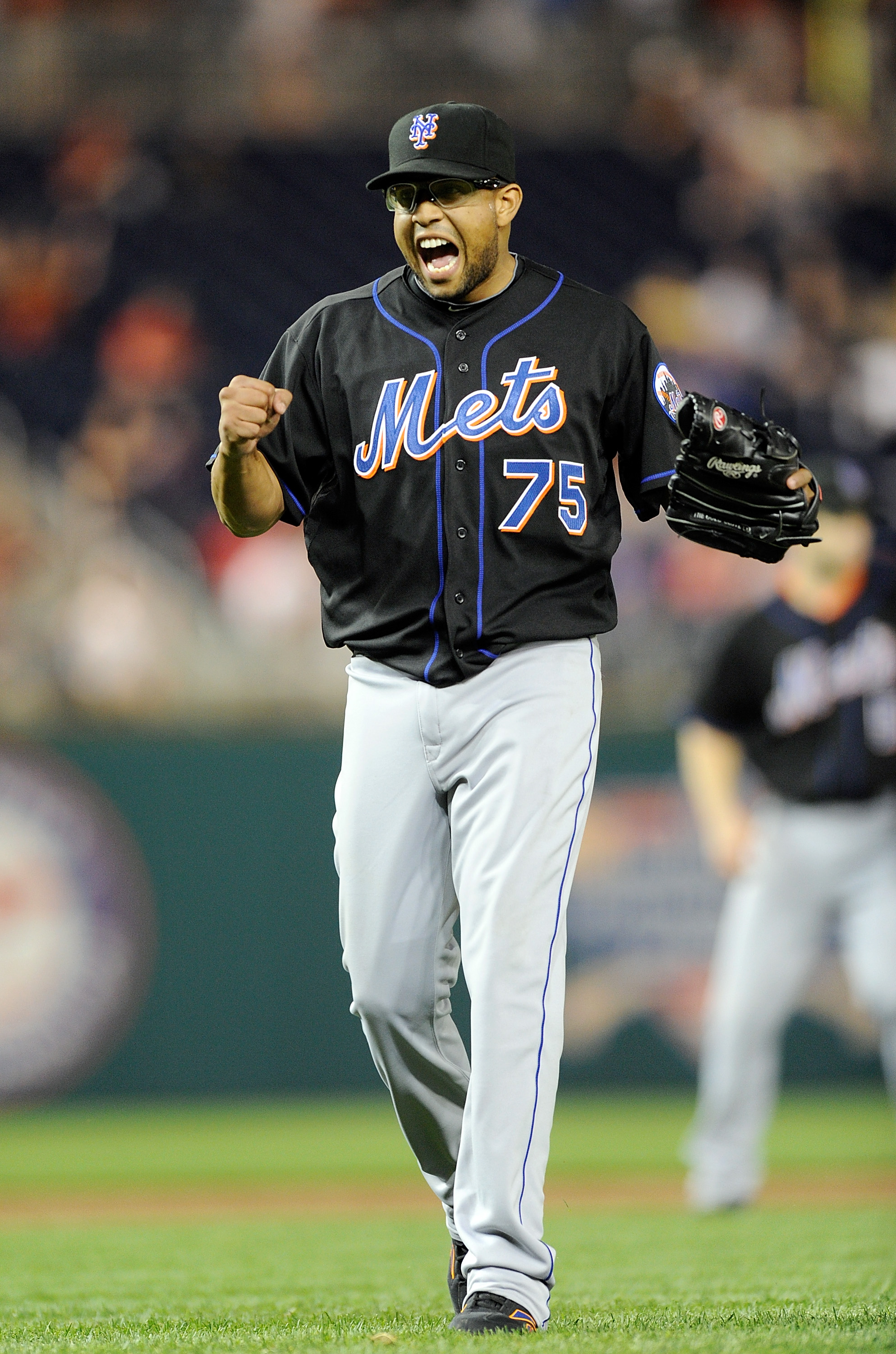 WASHINGTON, DC - APRIL 26:  Francisco Rodriguez #75 of the New York Mets celebrates after a 6-4 victory against the Washington Nationals at Nationals Park on April 26, 2011 in Washington, DC.   (Photo by Greg Fiume/Getty Images)