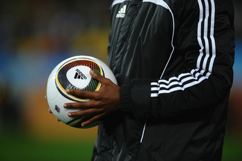 DURBAN, SOUTH AFRICA - JUNE 22:  The official Jabulani matchball ahead of the 2010 FIFA World Cup South Africa Group B match between Nigeria and South Korea at Durban Stadium on June 22, 2010 in Durban, South Africa.  (Photo by Laurence Griffiths/Getty Im