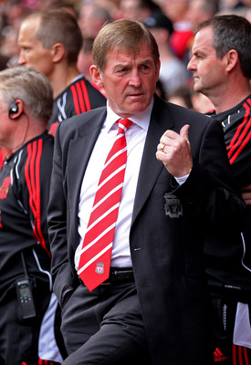 LIVERPOOL, ENGLAND - APRIL 23:  Liverpool Manager Kenny Dalglish gestures prior to the Barclays Premier League match between Liverpool and Birmingham City at Anfield on April 23, 2011 in Liverpool, England.  (Photo by Clive Brunskill/Getty Images)
