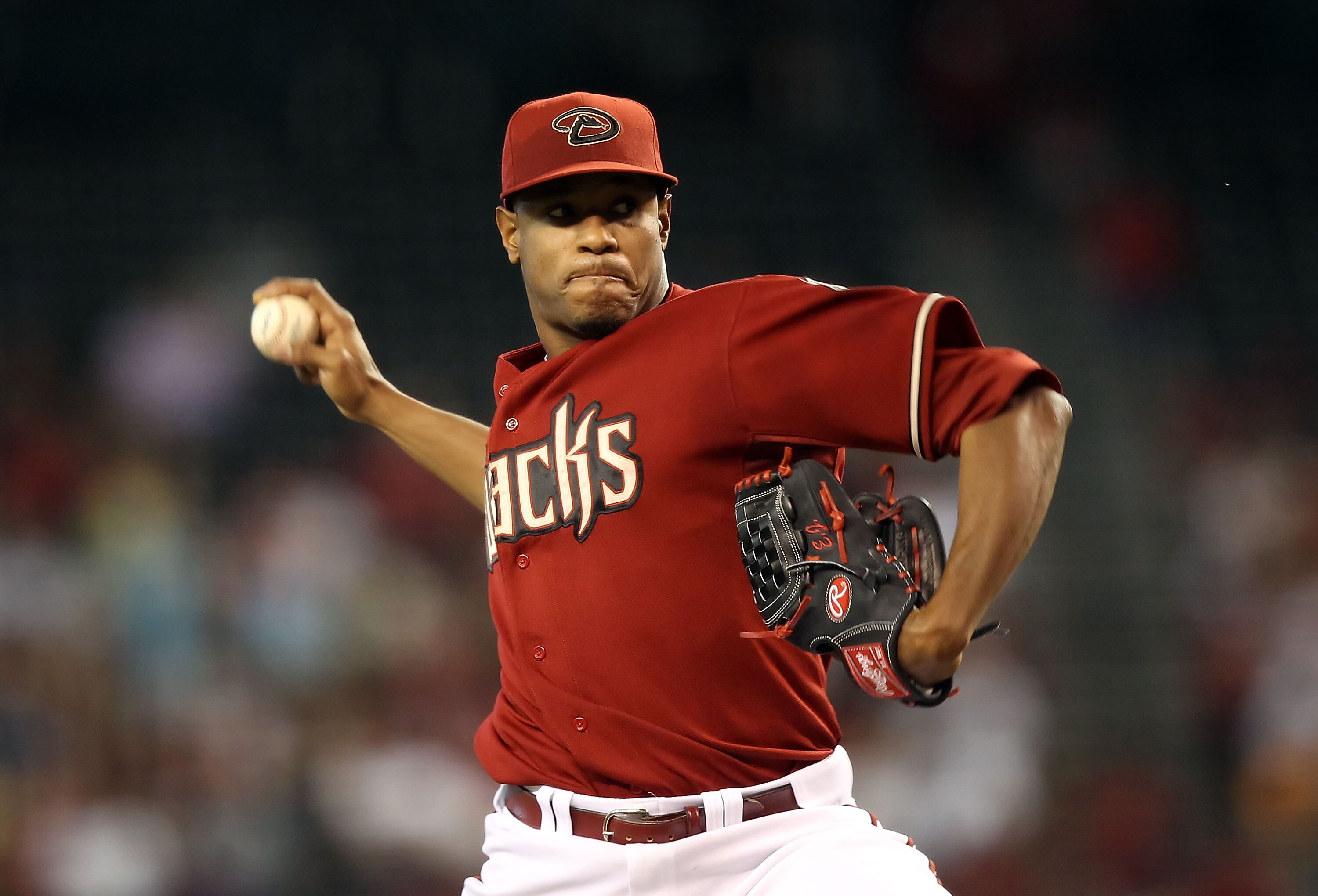 PHOENIX - JUNE 13:  Starting pitcher Edwin Jackson #36 of the Arizona Diamondbacks pitches against the St. Louis Cardinals during the Major League Baseball game at Chase Field on June 13, 2010 in Phoenix, Arizona. The Diamondbacks defeated the Cardinals 7