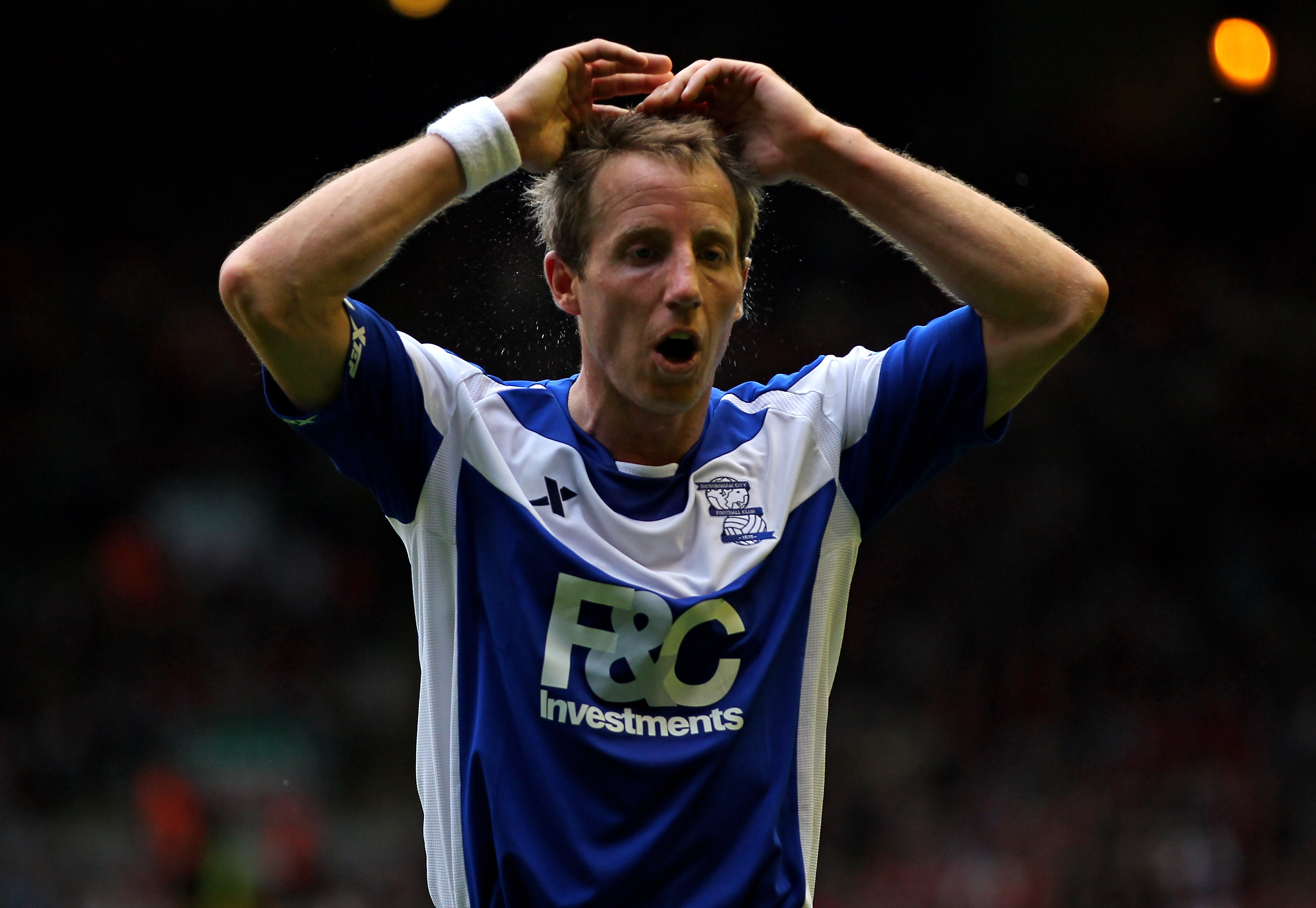 LIVERPOOL, ENGLAND - APRIL 23:  Lee Bowyer of Birmingham City shows his frustration during the Barclays Premier League match between Liverpool and Birmingham City at Anfield on April 23, 2011 in Liverpool, England.  (Photo by Clive Brunskill/Getty Images)