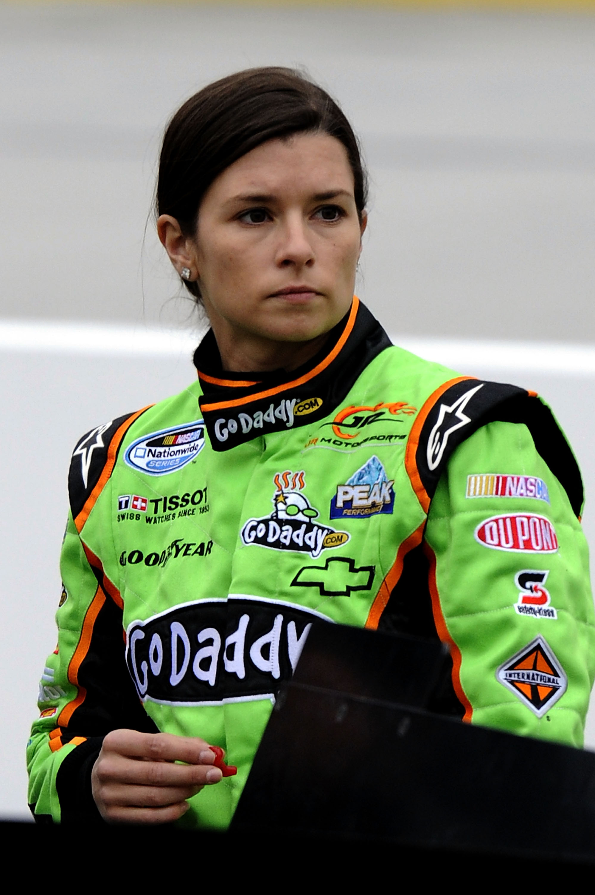 BRISTOL, TN - MARCH 18:  Danica Patrick, driver of the #7 GoDaddy.com Chevrolet, stands in the garage area during practice for the NASCAR Nationwide Series Scotts EZ Seed 300 at Bristol Motor Speedway on March 18, 2011 in Bristol, Tennessee.  (Photo by Jo