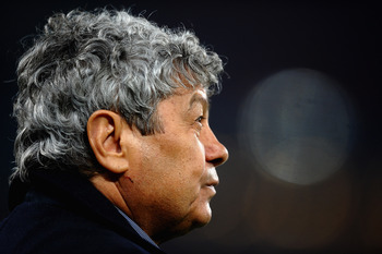 DONETSK, UKRAINE - APRIL 12:  Mircea Lucescu of Shakhtar Donetsk looks on prior to the UEFA Champions League Quarter Final 2nd Leg match between Shakhtar Donetsk and Barcelona at the Donbass Arena on April 12, 2011 in Donetsk, Ukraine.  (Photo by Laurence