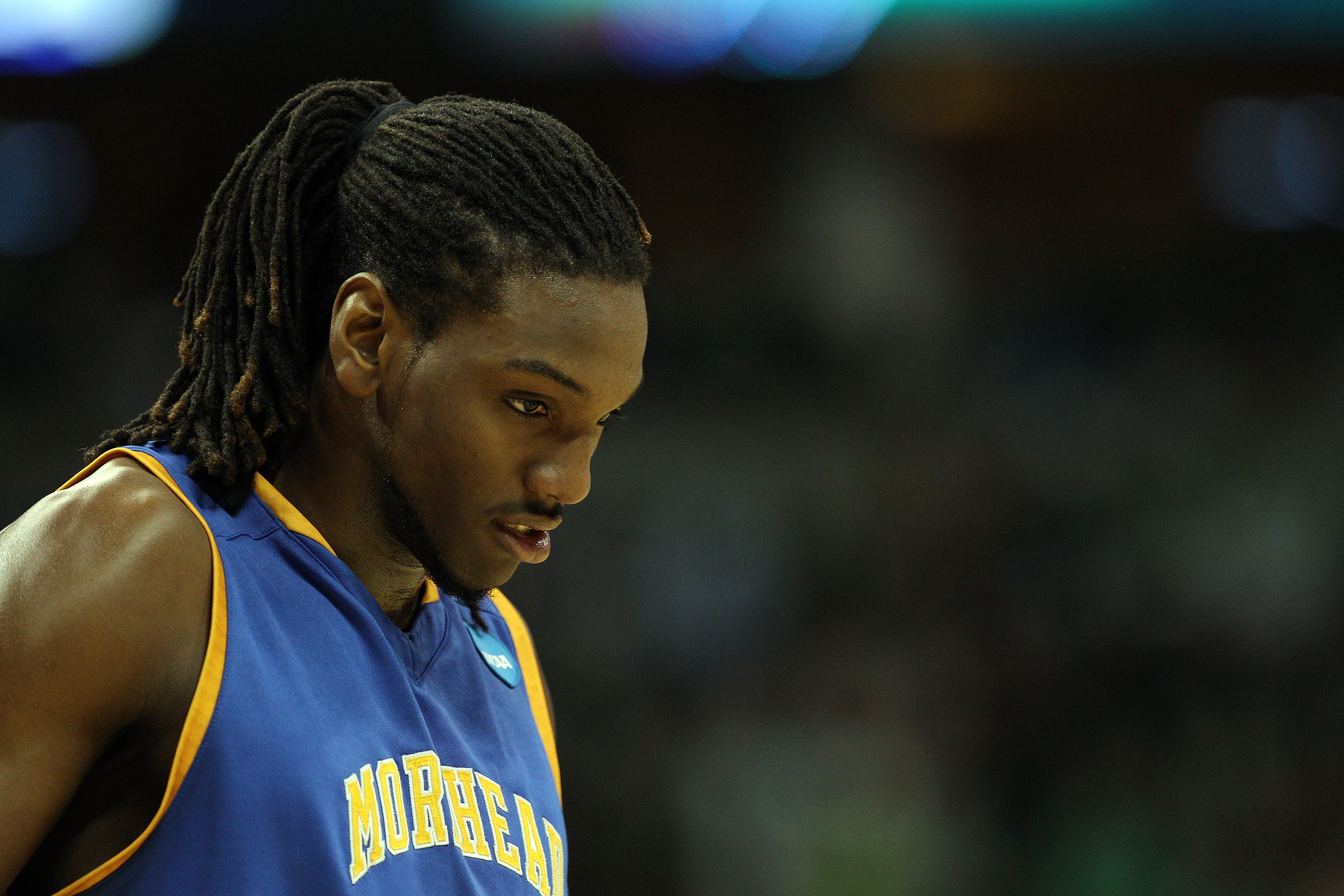 DENVER, CO - MARCH 17:  Kenneth Faried #35 of the Morehead State Eagles looks on during the second round of the 2011 NCAA men's basketball tournament at Pepsi Center on March 17, 2011 in Denver, Colorado.  (Photo by Justin Edmonds/Getty Images)