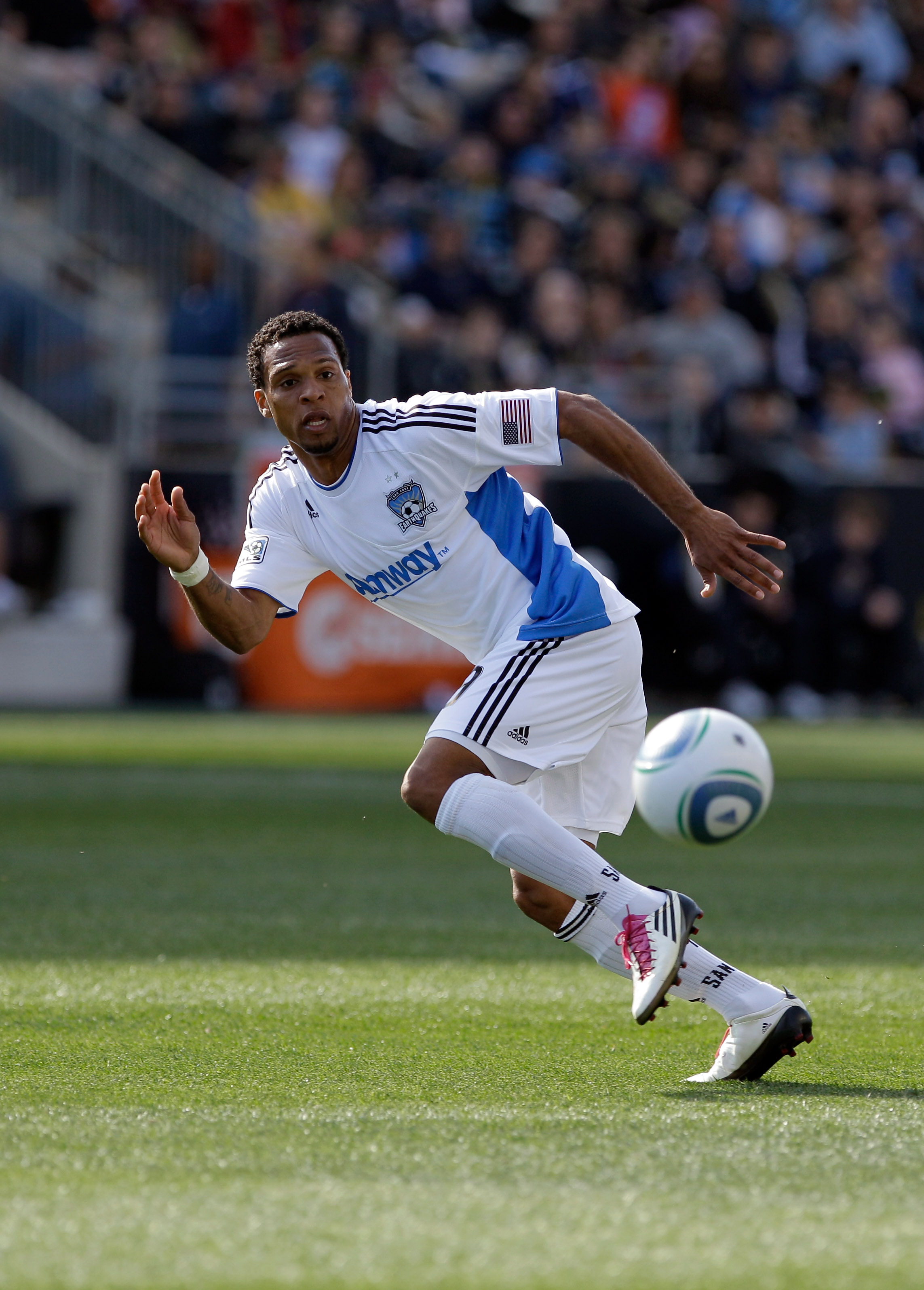 CHESTER, PA - APRIL 30: Scott Sealy #9 of the San Jose Earthquakes in action against the Philadelphia Union at PPL Park on April 30, 2011 in Chester, Pennsylvania. (Photo by Rob Carr/Getty Images)
