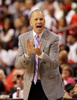 PHILADELPHIA, PA - APRIL 21:  Head coach Doug Collins of the Philadelphia 76ers during Game Three of the Eastern Conference Quarterfinals against the Miami Heat during the 2011 NBA Playoffs at Wells Fargo Center on April 21, 2011 in Philadelphia, Pennsylv