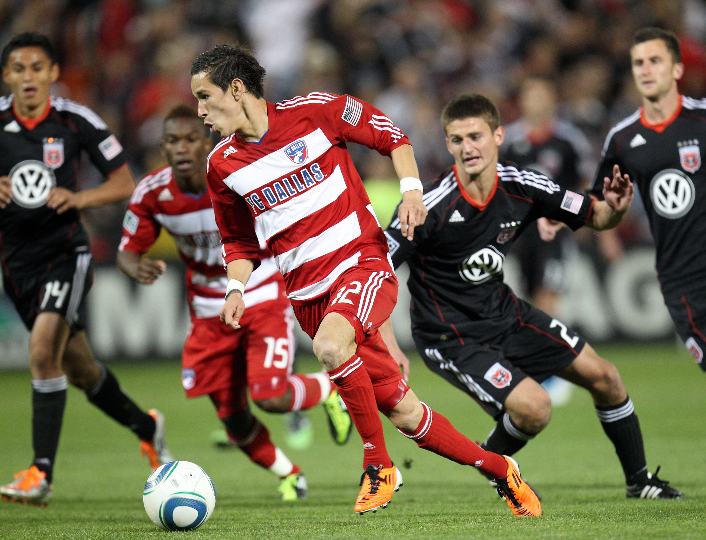 WASHINGTON, DC - MAY 7: Eric Avila #12 of FC Dallas controls the ball against D.C. United at RFK Stadium on May 7, 2011 in Washington, DC. (Photo by Ned Dishman/Getty Images)