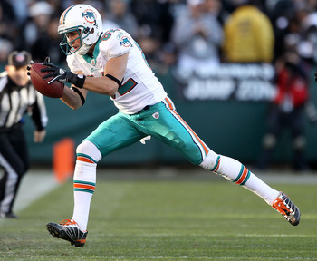 Wide receiver Brian Hartline #82 of the Miami Dolphins in action during a  game against the