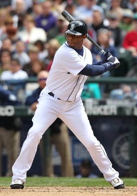 SEATTLE - MAY 23:  Ken Griffey Jr. #24 of the Seattle Mariners bats against the San Diego Padres at Safeco Field on May 23, 2010 in Seattle, Washington. (Photo by Otto Greule Jr/Getty Images)