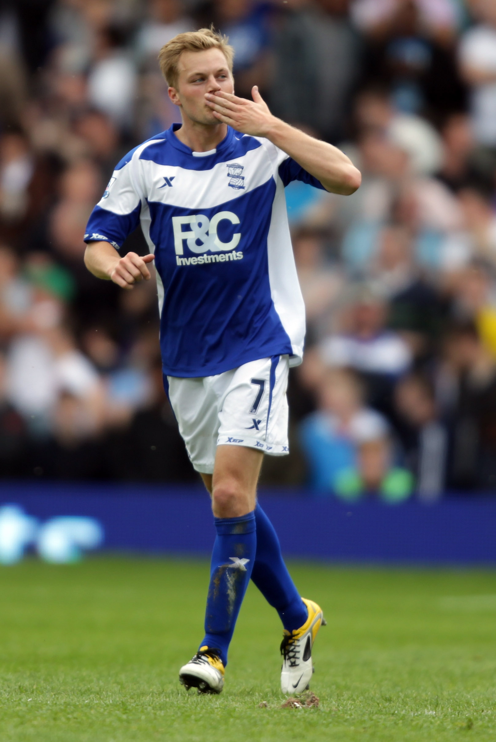 BIRMINGHAM, ENGLAND - APRIL 16:  Sebastian Larsson of Birmingham celebrates after scoring the first goal during the Barclays Premier League match between Birmingham City and Sunderland at St Andrew's on April 16, 2011 in Birmingham, England.  (Photo by Ro