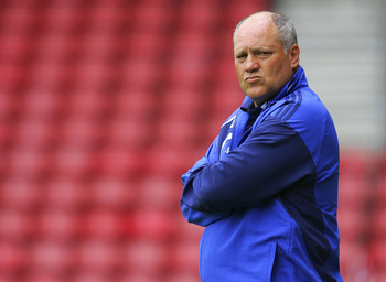 SOUTHAMPTON, UNITED KINGDOM - JULY 18: Manager of Ajax Martin Jol looks on prior the Pre Season Friendly match between Southampton and Ajax at St Mary's Stadium on July 18, 2009 in Southampton, England. (Photo by Tom Dulat/Getty Images)