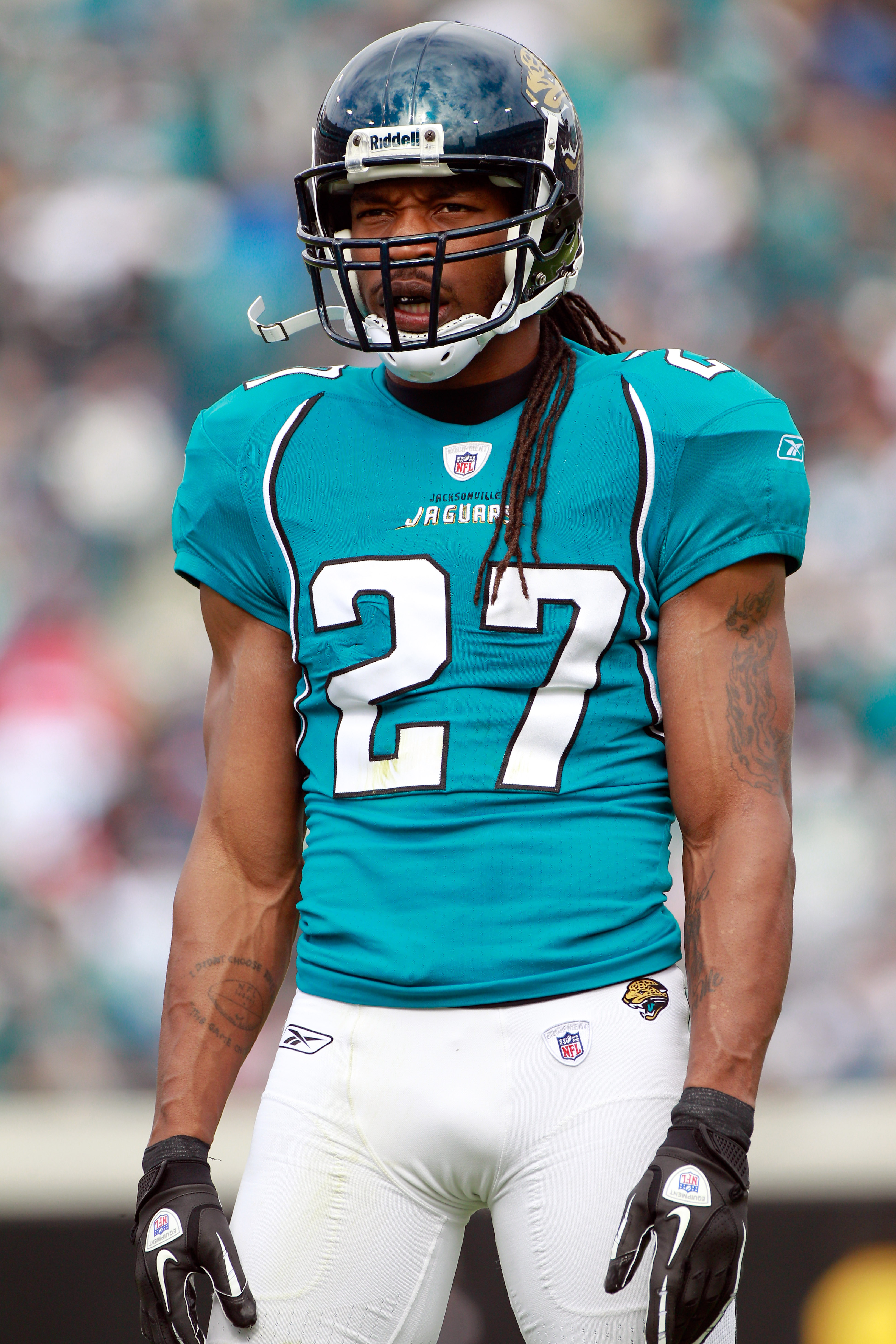 28 November 2010: Jacksonville Jaguars cornerback Rashean Mathis (27)  during the game where the New York Giants hosted the Jacksonville Jaguars  at the New Meadowlands Stadium in East Rutherford, NJ. The Giants