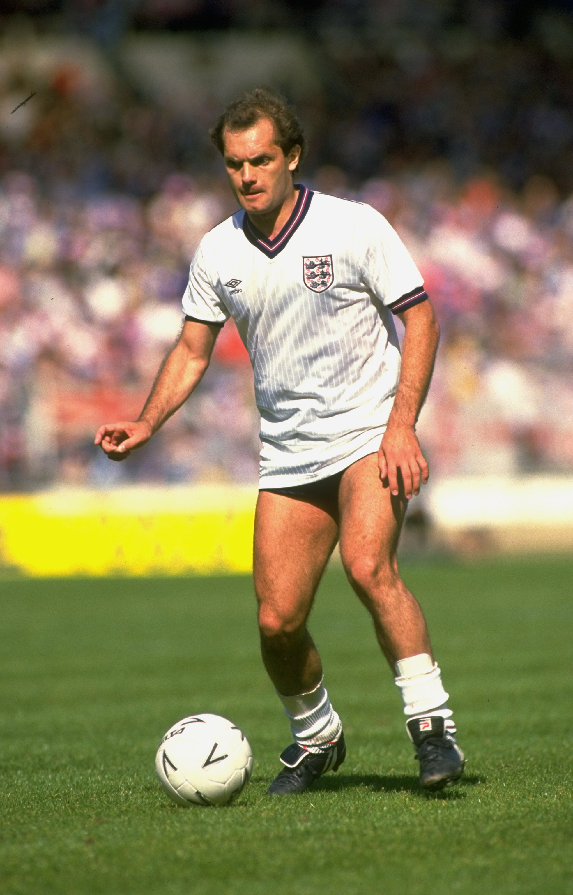 2 Jun 1984:  Ray Wilkins of England in action during the International Friendly match against the USSR at Wembley Stadium in London. The USSR won the match 2-0. \ Mandatory Credit: David Cannon /Allsport