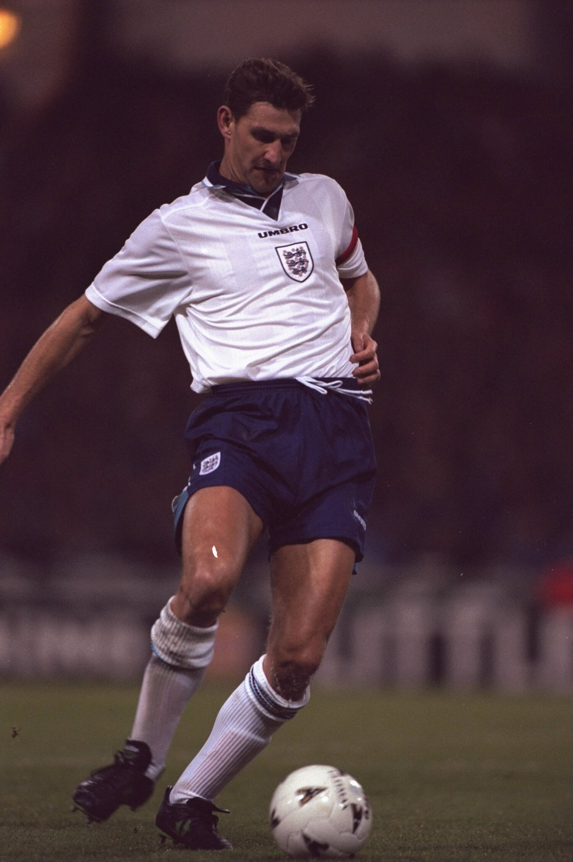 12 Dec 1995:  Tony Adams of England on the ball during the friendly international against Portugal at Wembley stadium the game ended in a 1-1 draw
