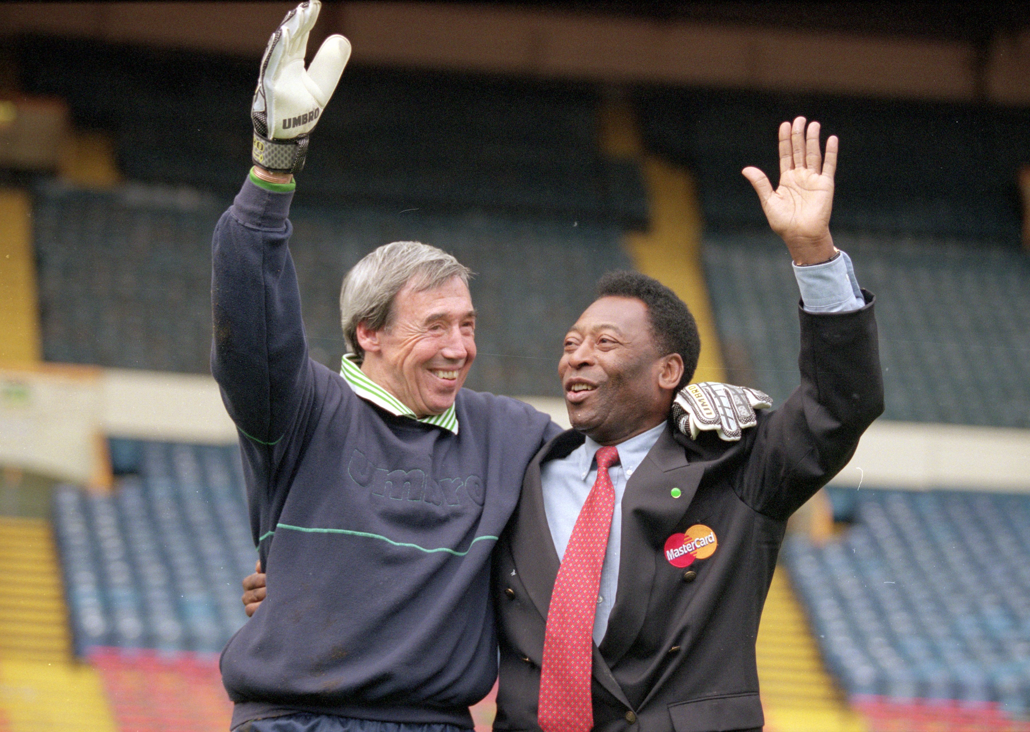 Gordon Banks with Pele, the man he saved so memorably from in the 1970 World Cup