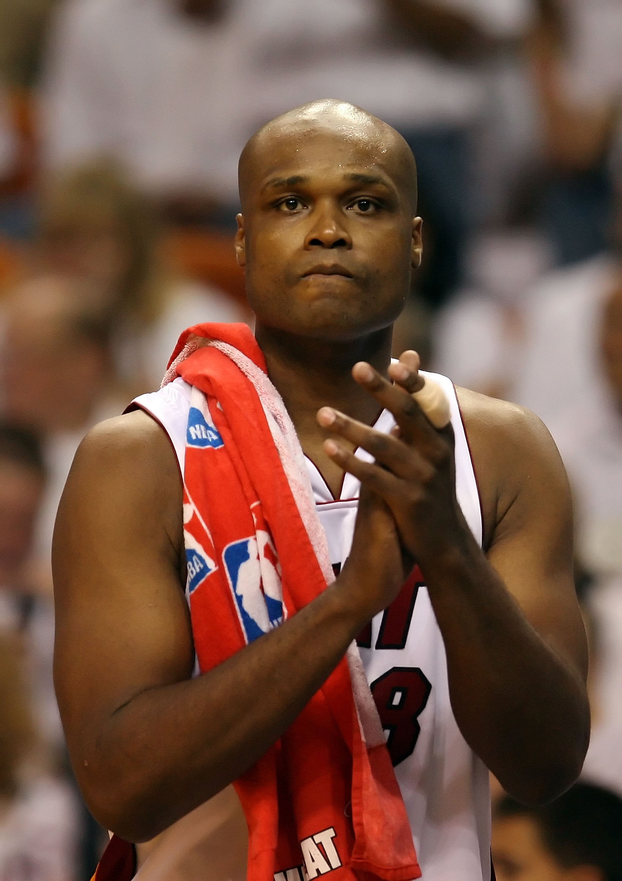 MIAMI - JUNE 13:  Antoine Walker #8 of the Miami Heat claps in the fourth quarter of game three of the 2006 NBA Finals against the Dallas Mavericks on June 13, 2006 at American Airlines Arena in Miami, Florida.  NOTE TO USER: User expressly acknowledges a