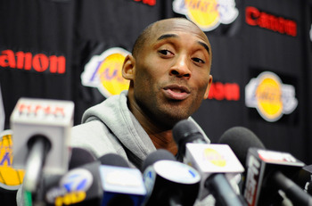 EL SEGUNDO, CA - MAY 11:  Kobe Bryant #24 of the Los Angeles Lakers speaks during a news conference at the Lakers training facility on May 11, 2011 in El Segundo, California. The Lakers were swept out of their best of seven series with the Dallas Maverick