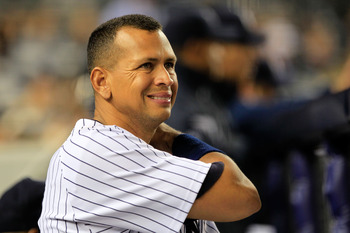 NEW YORK, NY - APRIL 25:  Alex Rodriguez #13 of the New York Yankees looks on from the dugout during the game against the Chicago White Sox at Yankee Stadium on April 25, 2011 in the Bronx borough of New York City.  (Photo by Chris Trotman/Getty Images)