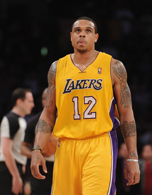 LOS ANGELES, CA - MARCH 31:  Shannon Brown #12 of the Los Angeles Lakers leaves the court after his ejection during the games against the Dallas Mavericks at Staples Center on March 31, 2011 in Los Angeles, California.  NOTE TO USER: User expressly acknow
