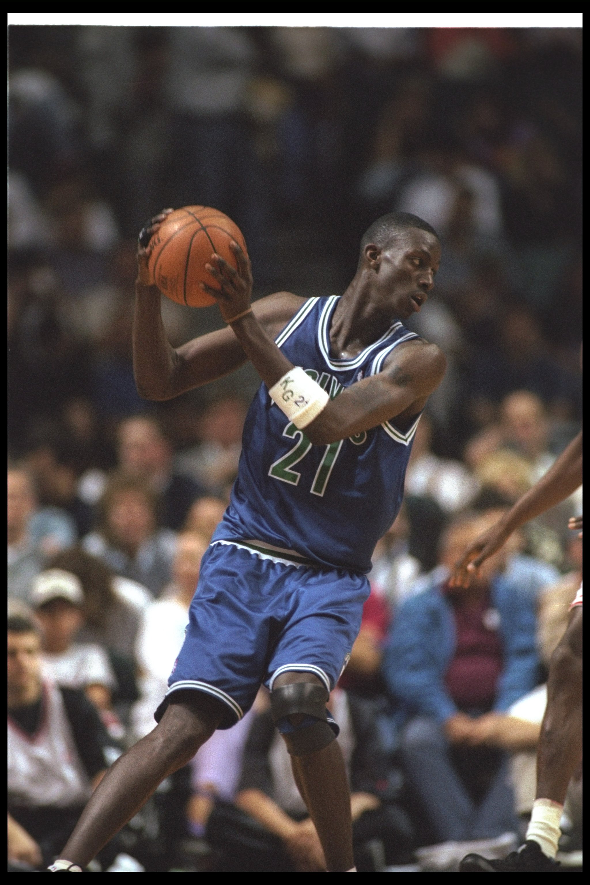 5 Mar 1996: Forward Kevin Garnett of the Minnesota Timberwolves moves the ball during a game against the Miami Heat at Miami Arena in Miami, Florida. The Heat won the game, 113-72.