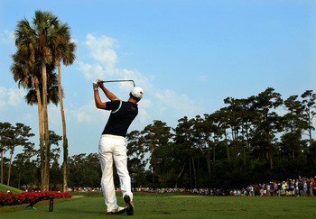 PONTE VEDRA BEACH, FL - MAY 12:  Martin Kaymer of Germany hits his tee shot on the third hole during the first round of THE PLAYERS Championship held at THE PLAYERS Stadium course at TPC Sawgrass on May 12, 2011 in Ponte Vedra Beach, Florida.  (Photo by S