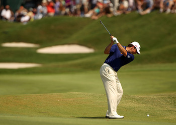 PONTE VEDRA BEACH, FL - MAY 08:  Lee Westwood of England plays his second shot on the fifth hole during the third round of THE PLAYERS Championship held at THE PLAYERS Stadium course at TPC Sawgrass on May 8, 2010 in Ponte Vedra Beach, Florida.  (Photo by