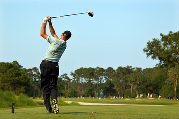 PONTE VEDRA BEACH, FL - MAY 12:  Jim Furyk hits his tee shot on the seventh hole during the first round of THE PLAYERS Championship held at THE PLAYERS Stadium course at TPC Sawgrass on May 12, 2011 in Ponte Vedra Beach, Florida.  (Photo by Mike Ehrmann/G