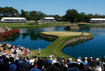 PONTE VEDRA BEACH, FL - MAY 09:  Patrons watch play on the 17th green during the final round of THE PLAYERS Championship held at THE PLAYERS Stadium course at TPC Sawgrass on May 9, 2010 in Ponte Vedra Beach, Florida.  (Photo by Scott Halleran/Getty Image