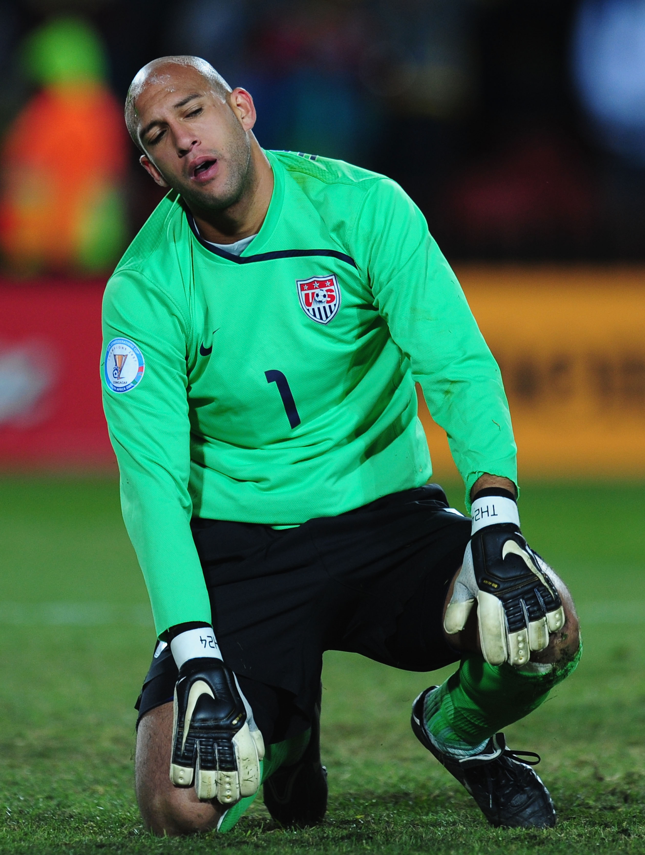 JOHANNESBURG, SOUTH AFRICA - JUNE 28:  Tim Howard of USA shows his dejection during the FIFA Confederations Cup Final between USA and Brazil at the Ellis Park Stadium on June 28, 2009 in Johannesburg, South Africa.  (Photo by Laurence Griffiths/Getty Imag
