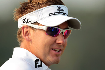 PONTE VEDRA BEACH, FL - MAY 11:  Ian Poulter of England smiles during a practice round prior to the start of THE PLAYERS Championship held at THE PLAYERS Stadium course at TPC Sawgrass on May 11, 2011 in Ponte Vedra Beach, Florida.  (Photo by Scott Haller