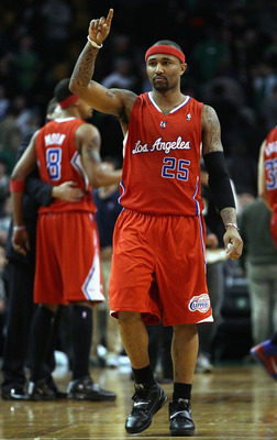 BOSTON, MA - MARCH 09:  Mo Williams #25 of the Los Angeles Clippers celebrates the win on March 9, 2011 at the TD Garden in Boston, Massachusetts. The Los Angeles Clippers defeated the Boston Celtics 108-103. NOTE TO USER: User expressly acknowledges and