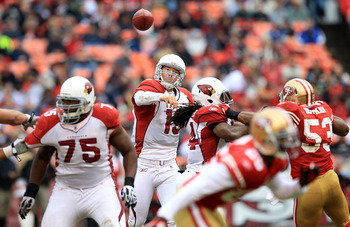 SAN FRANCISCO, CA - JANUARY 02:    John Skelton #19 of the Arizona Cardinals passes against the San Francisco 49er during an NFL game at Candlestick Park on January 2, 2011 in San Francisco, California.  (Photo by Jed Jacobsohn/Getty Images)
