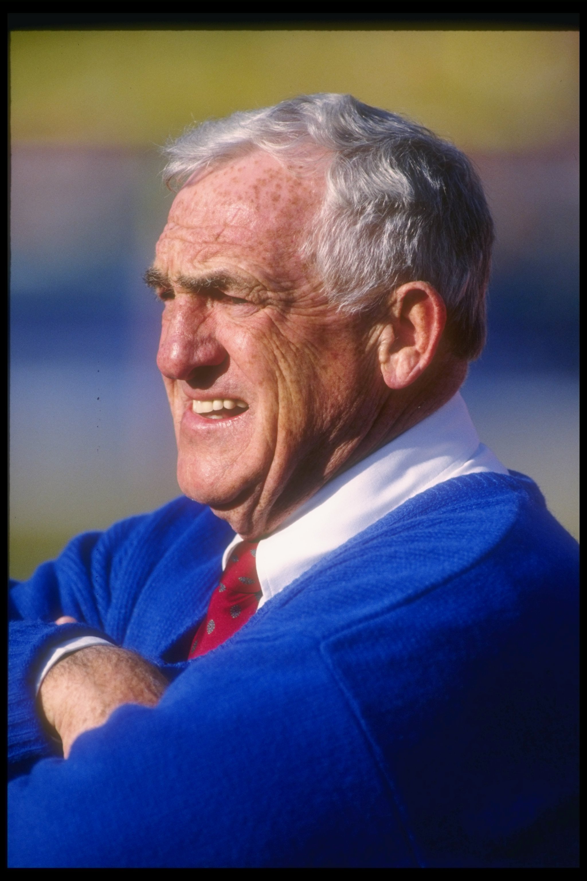 1 Dec 1991: New England Patriots head coach Dick MacPherson looks on during a game against the Denver Broncos at Mile High Stadium in Denver, Colorado. The Broncos won the game, 20-3. Mandatory Credit: Tim DeFrisco /Allsport