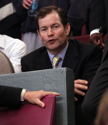 NEW YORK, NY - APRIL 20:  Former New York Rangers goalie Mike Richter watches the Rangers play against the Washington Capitals in Game Four of the Eastern Conference Quarterfinals during the 2011 NHL Stanley Cup Playoffs at Madison Square Garden on April 