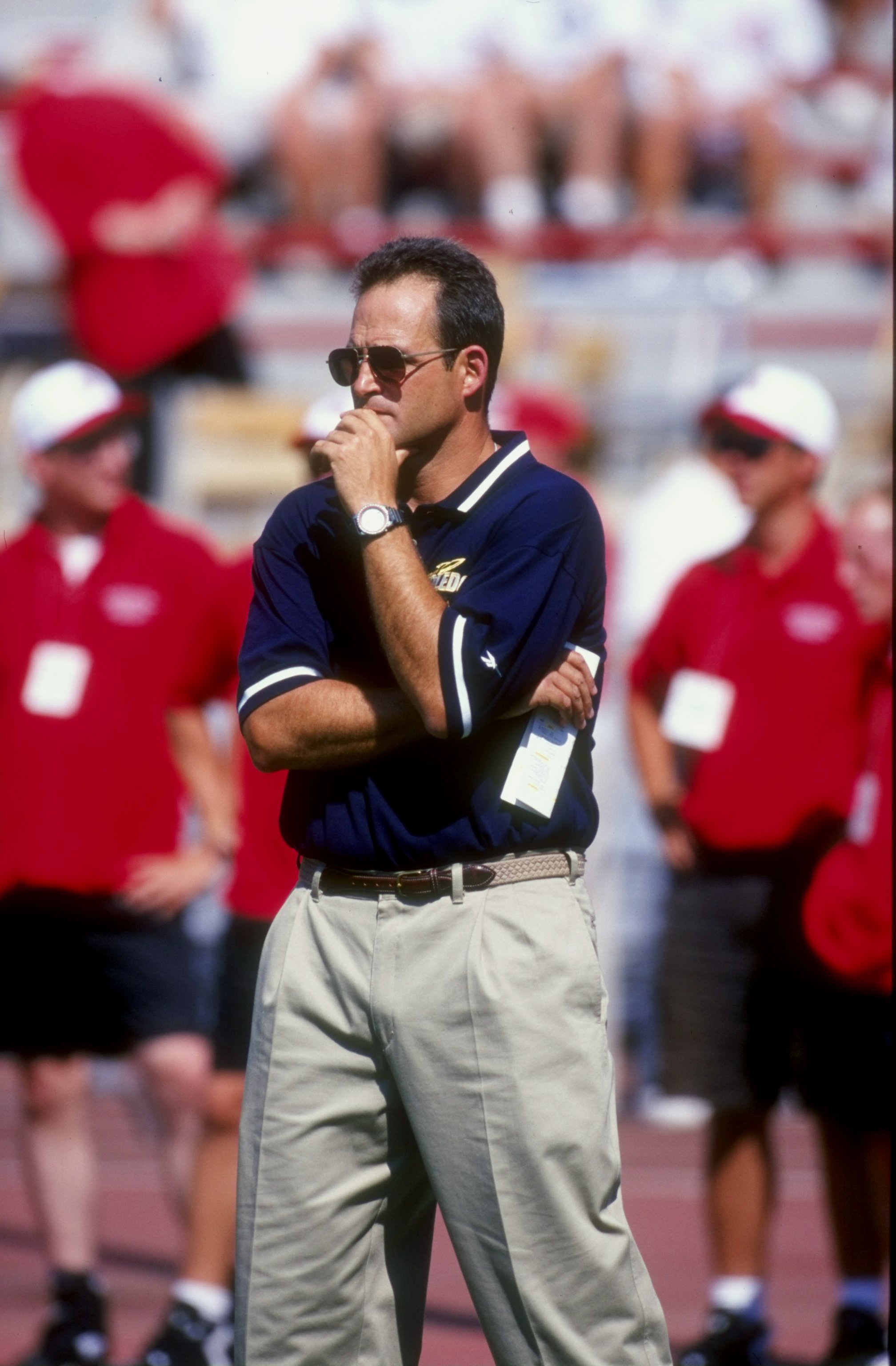 12 Sep 1998: Head coach Gary Pinkel of the Toledo Rockets looks on during the game against the Ohio State Buckeyes at the Ohio Stadium in Columbus, Ohio. The Buckeyes defeated the Rockets 49-0. Mandatory Credit: Rick Stewart /Allsport