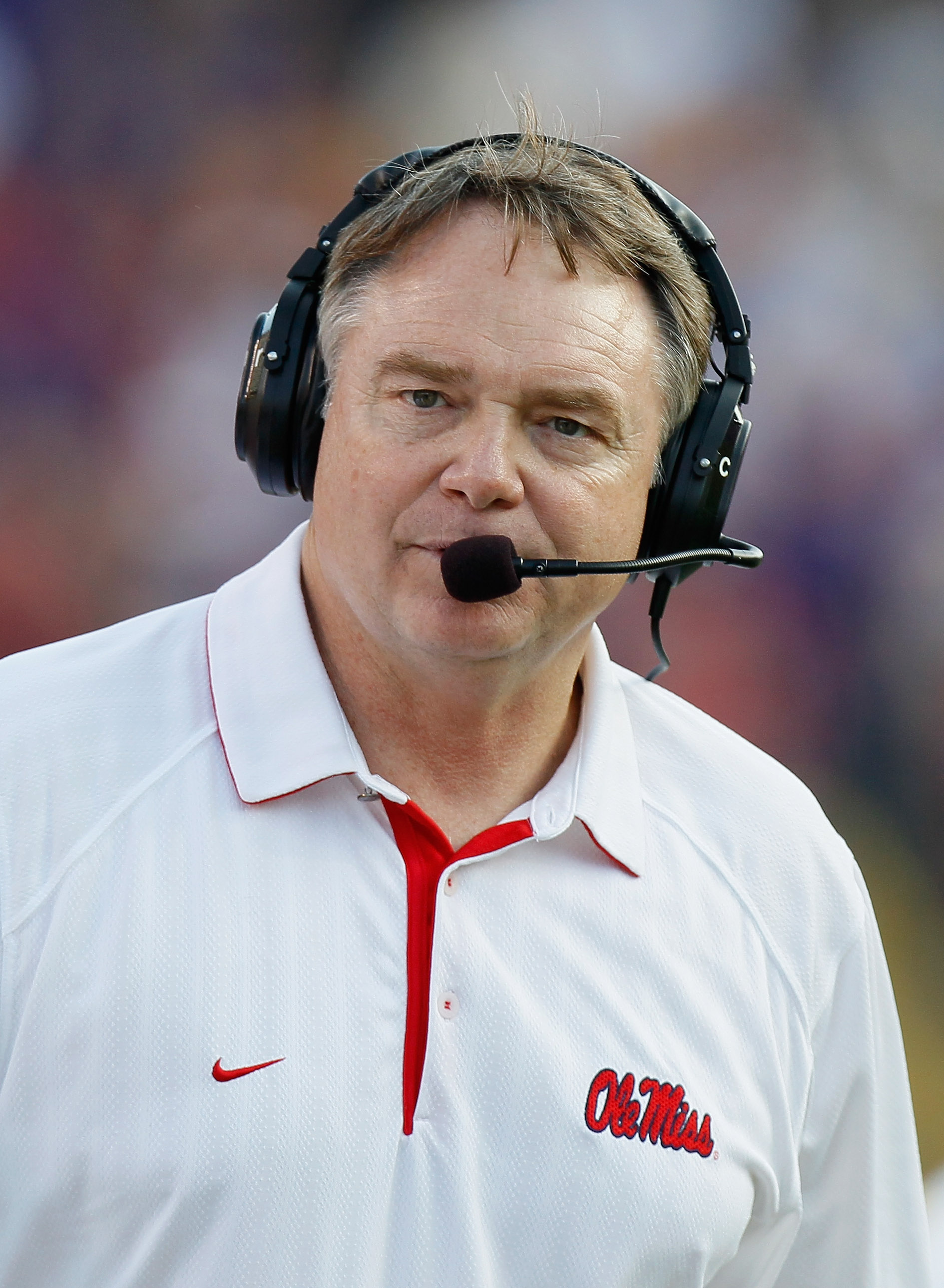 BATON ROUGE, LA - NOVEMBER 20:  Head coach Houston Nutt of the Ole Miss Rebels against the Louisiana State University Tigers at Tiger Stadium on November 20, 2010 in Baton Rouge, Louisiana.  (Photo by Kevin C. Cox/Getty Images)