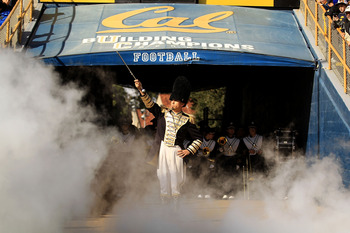 BERKELEY, CA - NOVEMBER 20:  Members of the California Golden Bears marching band run on to the field for their game against the Stanford Cardinal at California Memorial Stadium on November 20, 2010 in Berkeley, California.  (Photo by Ezra Shaw/Getty Imag